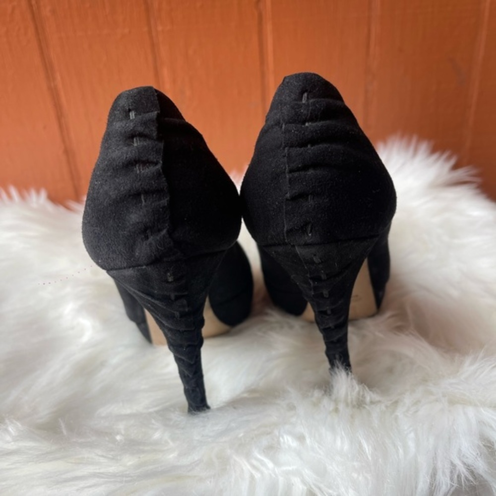 Miu Miu Black Suede Open Toe Platform Heels | Siz… - image 7